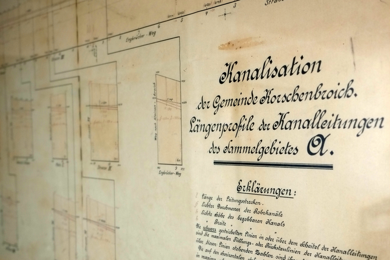 Hundert Jahre alter Kanalplan der damaligen Gemeinde Korschenbroich