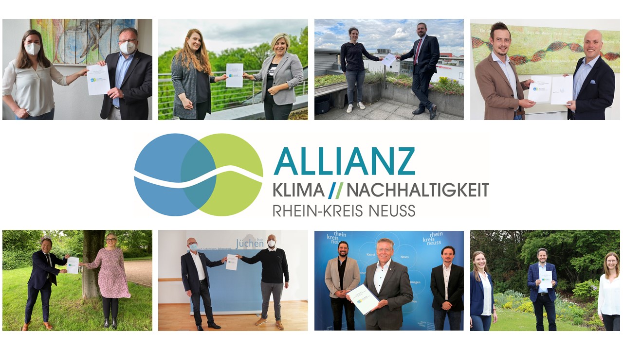 Collage aus allen acht Partnern mit dem Allianz-Logo in der Mitte